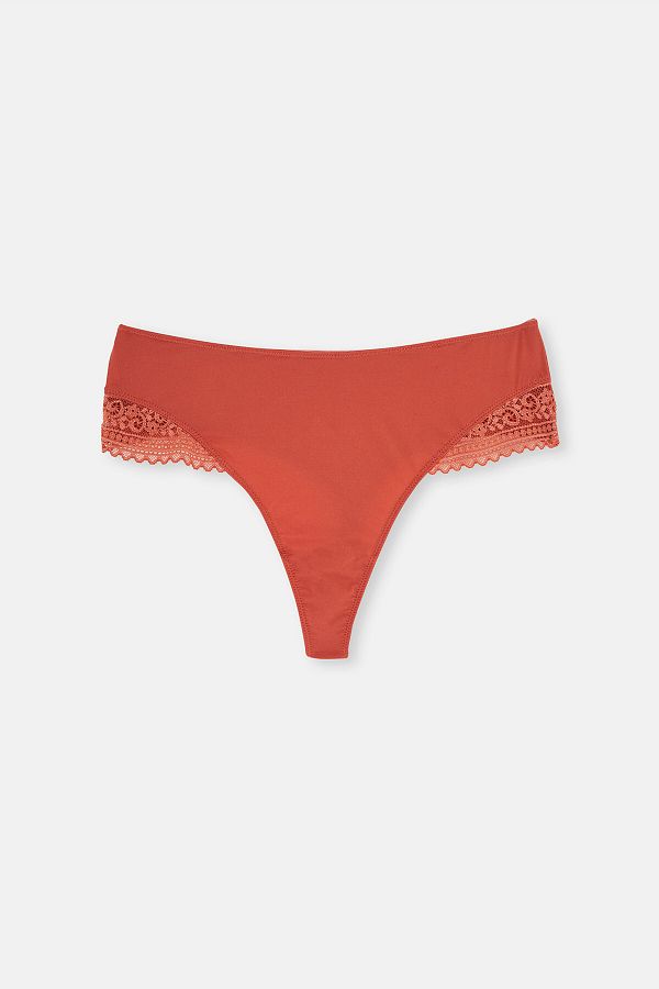 Dagi-Korallenfarbener Tanga mit hoher Taille 1
