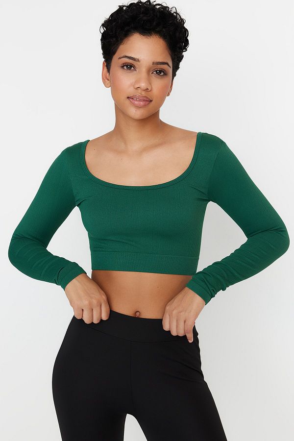 Trendyol Collection-Duck Head Green Seamless/Seamless Crop Extra Stretch Gestricktes Sportoberteil/Bluse TWOAW22BZ0450 1