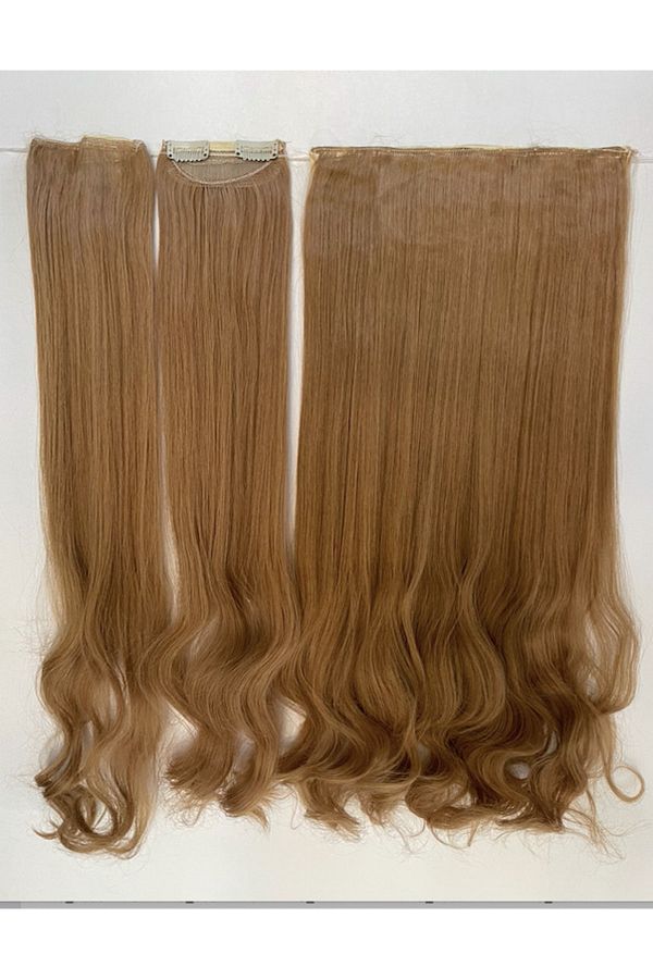 Lucky Store Soft Light Brown Water Wavy Long Half Moon Hair 3 Pieces Snap Fastener 75cm230 grVIP Series