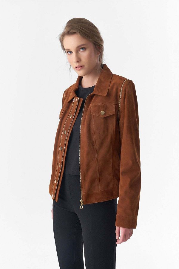 Leather jacket with removable sleeves hotsell
