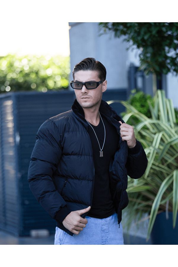 SONGS Men s Puffer Jacket with Fur Collar and Elastic Waist Trendyol