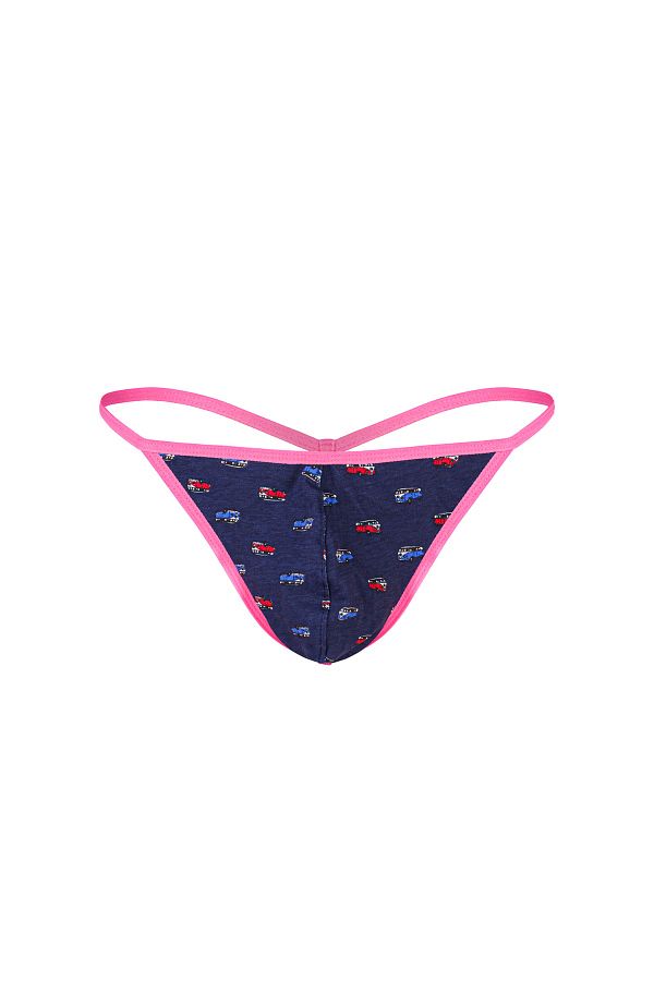darkzone-Tanga pentru bărbați, albastru închis, cu model de microbuz elastic neon 1