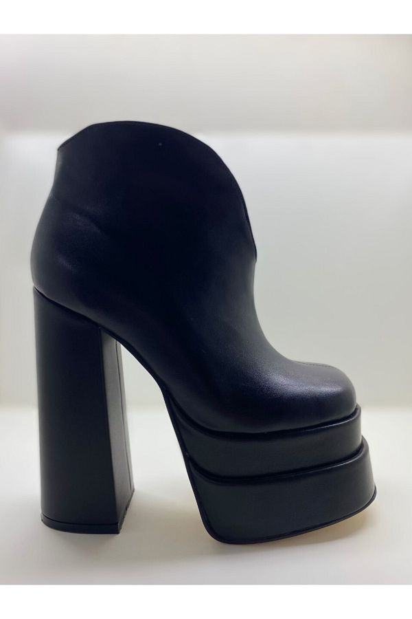 Num40S-Black Double Layer Platform High Heel Women's Boots Custom and Large Sizes 1