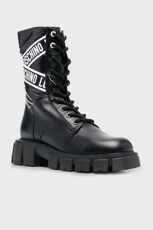 Moschino logo boots new arrivals