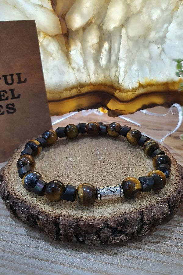 beautifulnaturelstones Tiger Eye Natural Stone Bracelet Design With Keychain Gift 8 Mm Trendyol