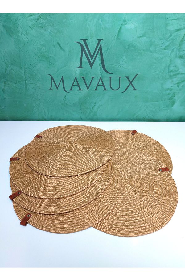 MaVaux-Serviciu de loc, set de 6 farfurii din iută, durabil, sensibil la căldură. 1