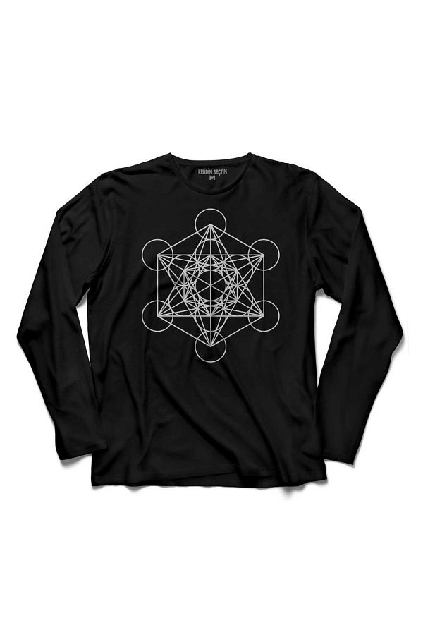 Kendim Seçtim-Long Sleeve Sacred Geometry Kabbalah Metatrons Ube Flower T-Shirt 1