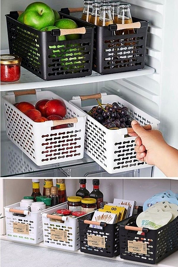 Trouvaille-4 Pieces Refrigerator Organizer Vegetable Fruit Basket Kitchen Bathroom Under Counter Organizer 1