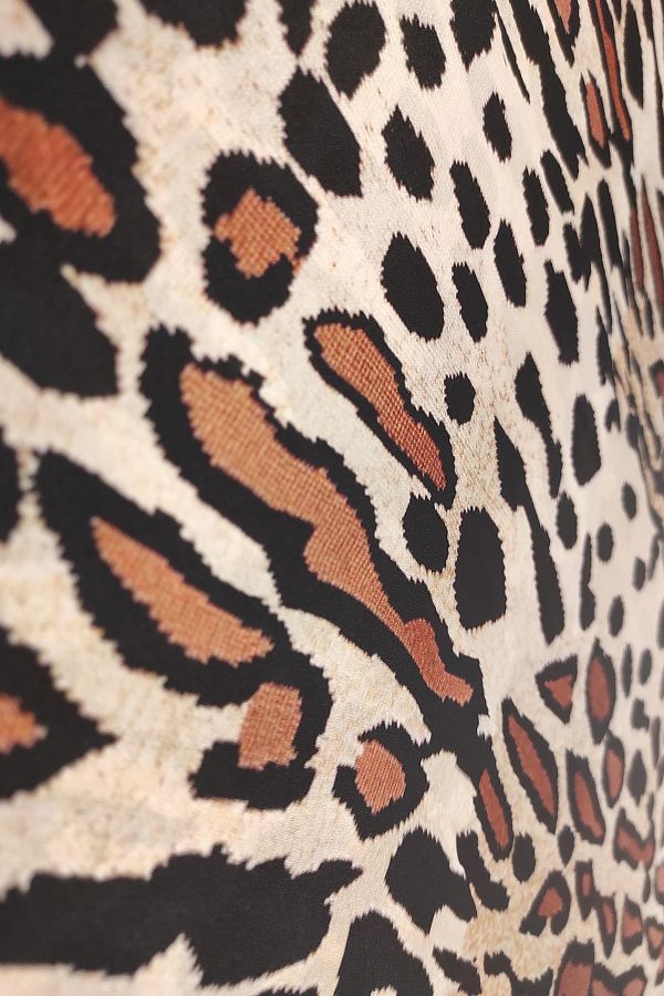 SARDO KUMAŞ-Leopard Pattern Satin Fabric Width 1.50 Cm Double Width 1