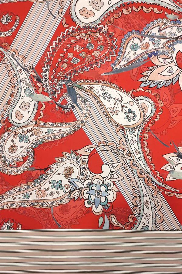 SARDO KUMAŞ-Shawl Patterned Satin Fabric Width 1.50 Cm Double Width 1