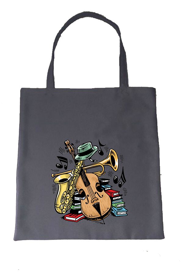 Raf Coll-Canvas Fabric Tote Bag Musical Instruments Digital Printed 40cm *45cm 1