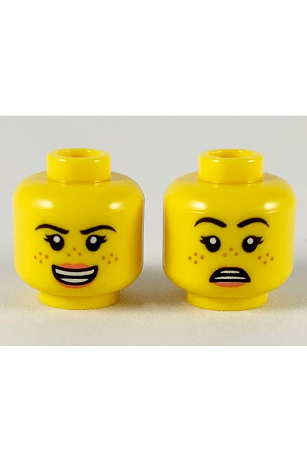 LEGO Original Accessory Custom Minifigure Minifigure Double Face Freckled Smiley Scared Woman Yellow Head Trendyol