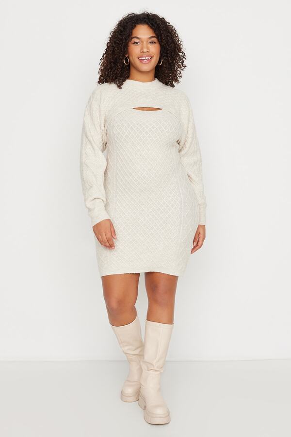 Trendyol Curve-Бежевий багатофункціональний трикотажний костюм-болеро TBBAW23CP00032 1