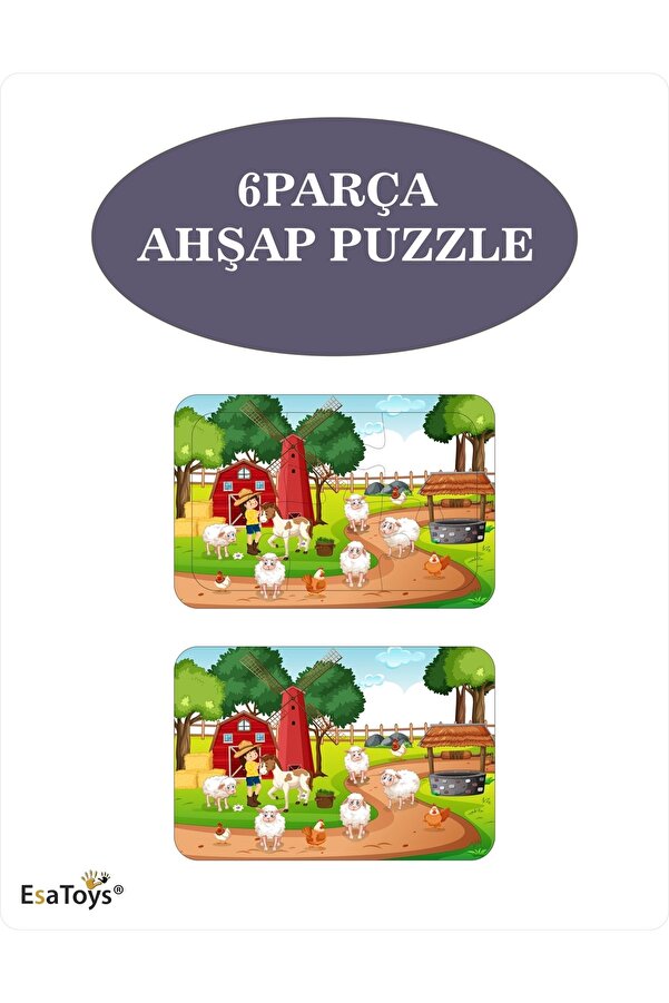 esatoys Ahşap Çocuk Puzzle 6 Parça