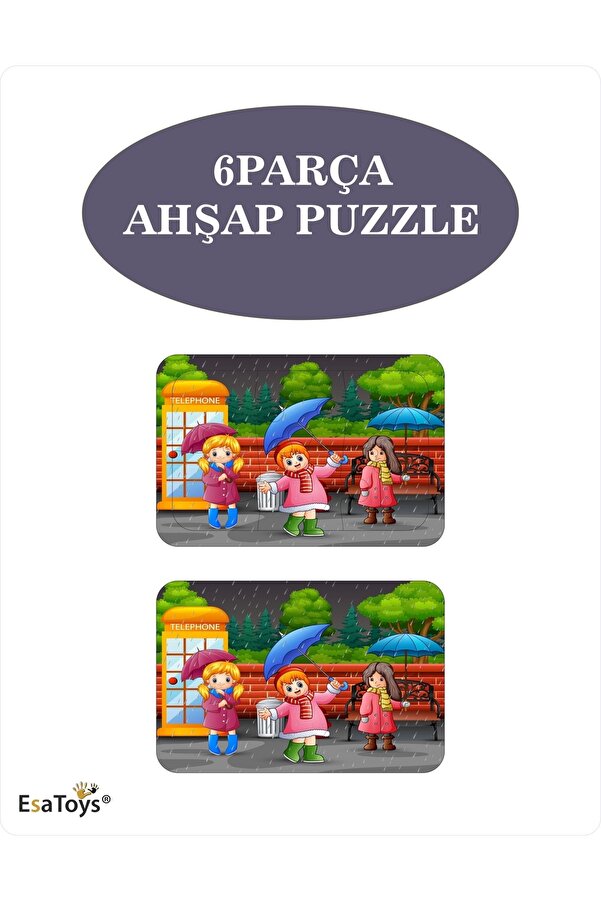 esatoys Ahşap Çocuk Puzzle 6 Parça