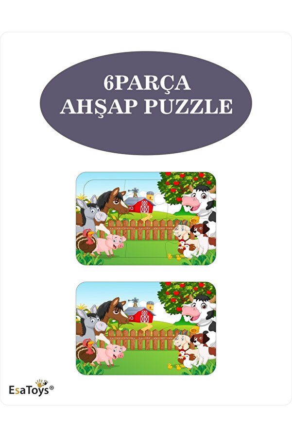 esatoys Ahşap Çocuk Puzzle 6 Parça