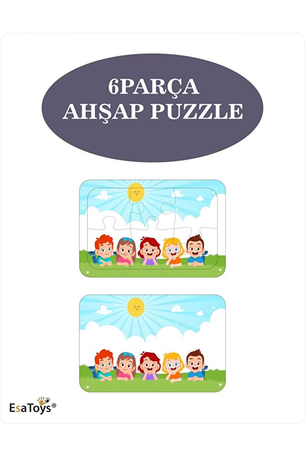 esatoys Ahşap Çocuk Puzzle 6 Parça
