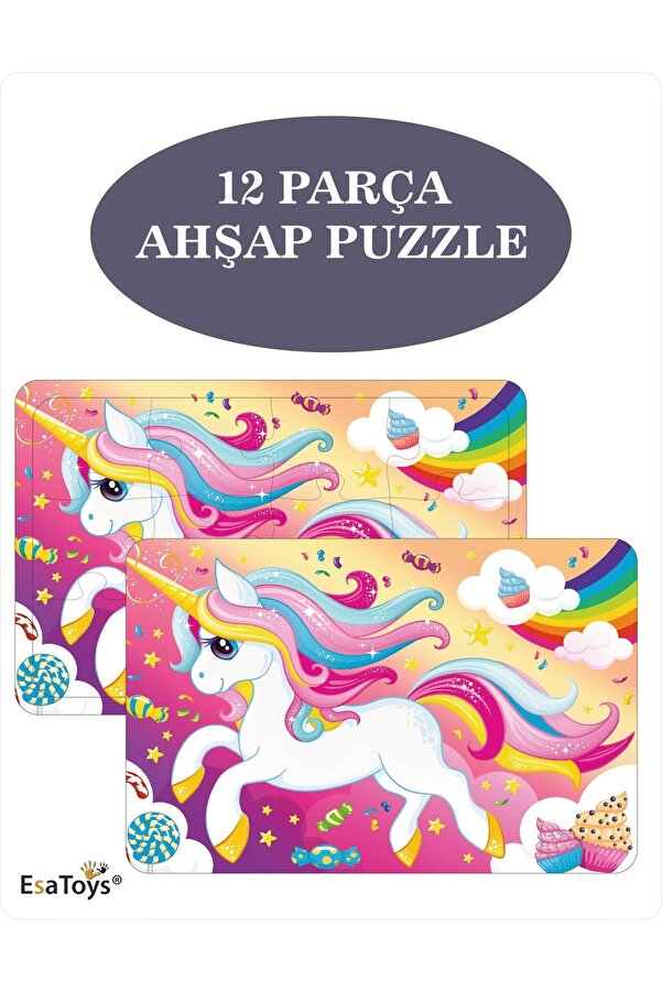 esatoys Ahşap Çocuk Puzzle 12 Parça