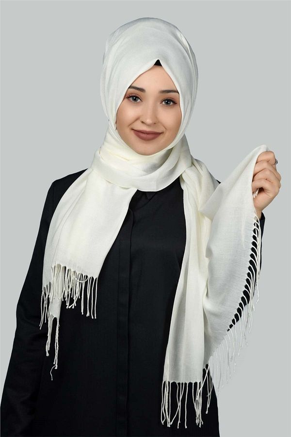 Altobeh-Plain Pashmina Shawl - Ecru 1