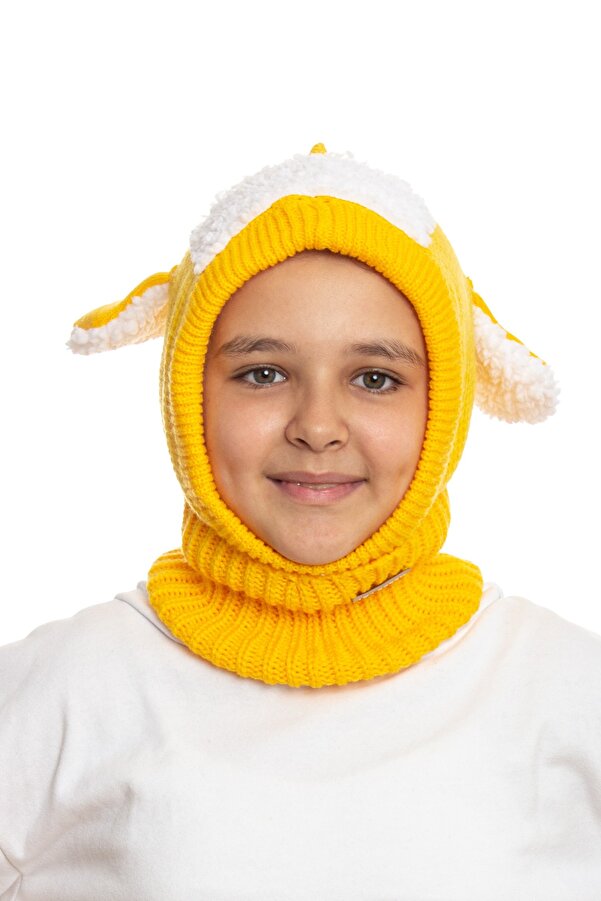 ADA BEBEK ÇOCUK Unısex Çocuk Kuzucuk Örme Yün Atkılı Bere