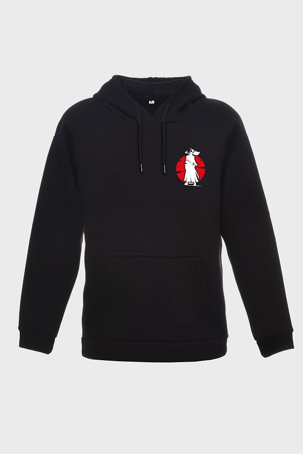 yağmur alp-Samurai Minimal Pattern - Hooded Three Thread Oversize Sweatshirt Hoodie 1