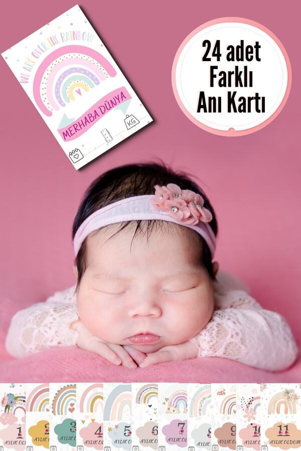 lilamtasarım Kız Bebek Anı Kartları 24 Adetli
