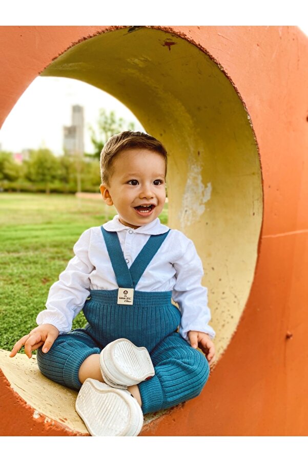 Asya Bebe Çapraz Askılı Ayarlanabilir Bebek Çocuk Tayt Salopet Indigo