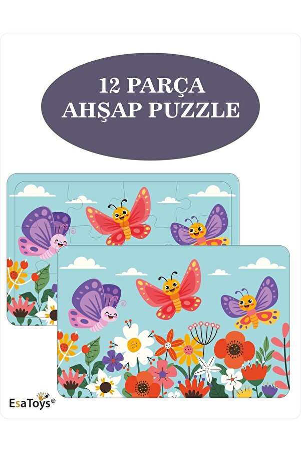 esatoys Ahşap Çocuk Puzzle 12 Parça