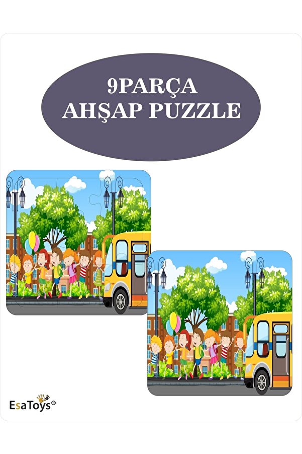 esatoys Ahşap Çocuk Puzzle 9 Parçalı