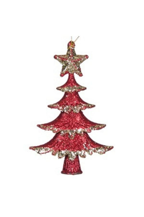 parti sürprizi-New Year's Red Glitter Pine Tree Decoration Ornament 15 Cm 1 Piece 1