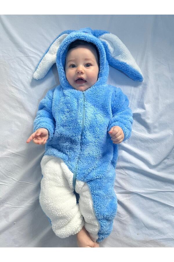 Minizade Welsoft Peluş Unisex Fermuarlı Kışlık Tavşan Bebek Uyku Tulumu