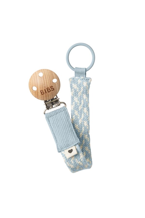 Bibs Paci Braid Emzik Askısı - Baby Blue / Ivory