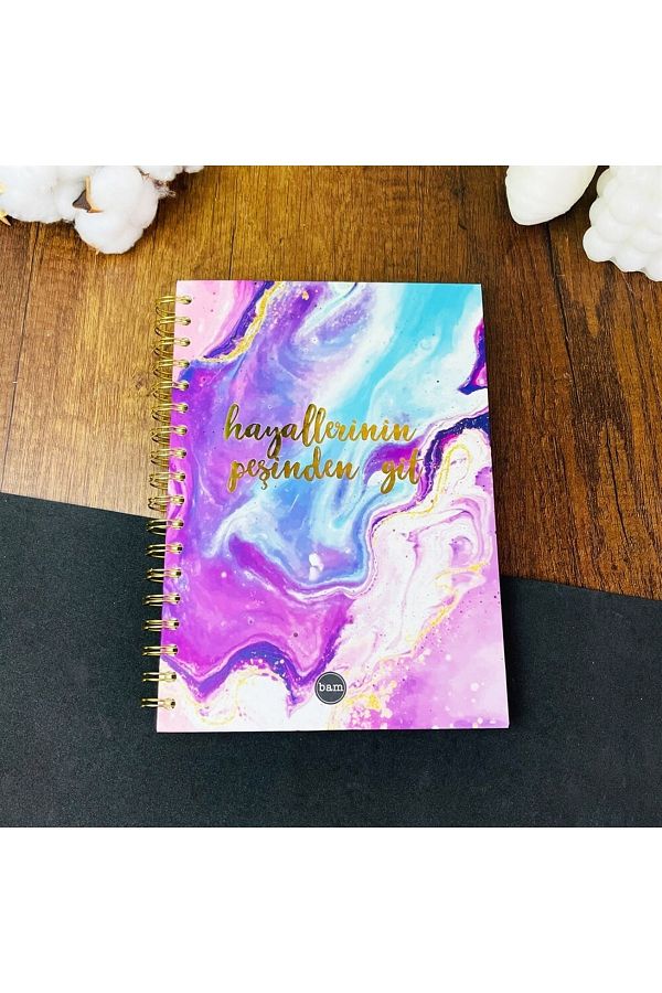 hediyeofisi-Unlined Spiral Notebook with Go Follow Your Dreams Design 1
