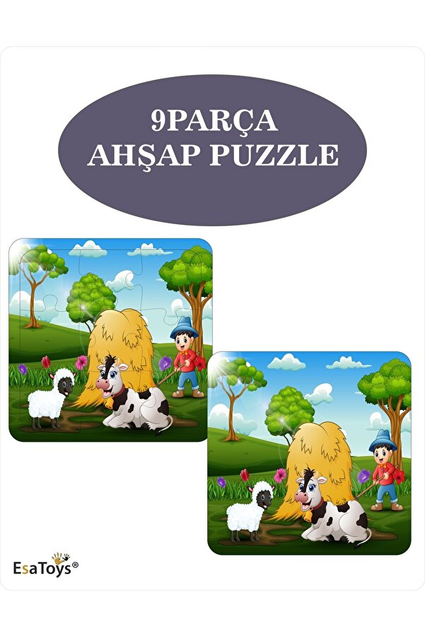 esatoys Ahşap Çocuk Puzzle 9 Parça