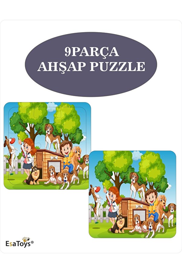 esatoys Ahşap Çocuk Puzzle 9 Parça