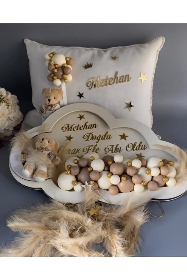 Çemrek Süs Parti Bebek Bulut Kapı Süsü Ve Yastık Takımı