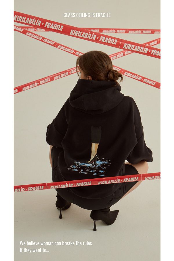 Wear Three Points-The Glass Ceiling Black Hooded Hoodie 1