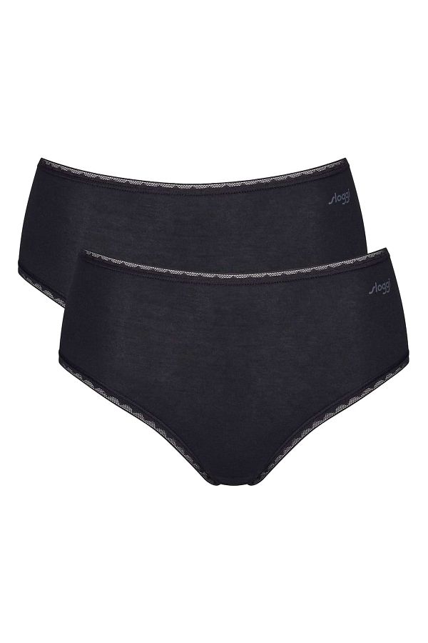 SLOGGI-Damen High Waist Slips, 2er Pack – GO High Waist C2P, Unterwäsche, Unterhose, Spitze, 1