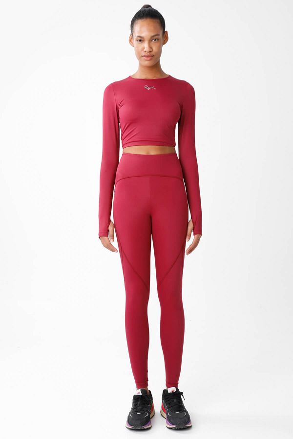 Goat Spirit-Mermaid Sports Leggings Claret Red 1