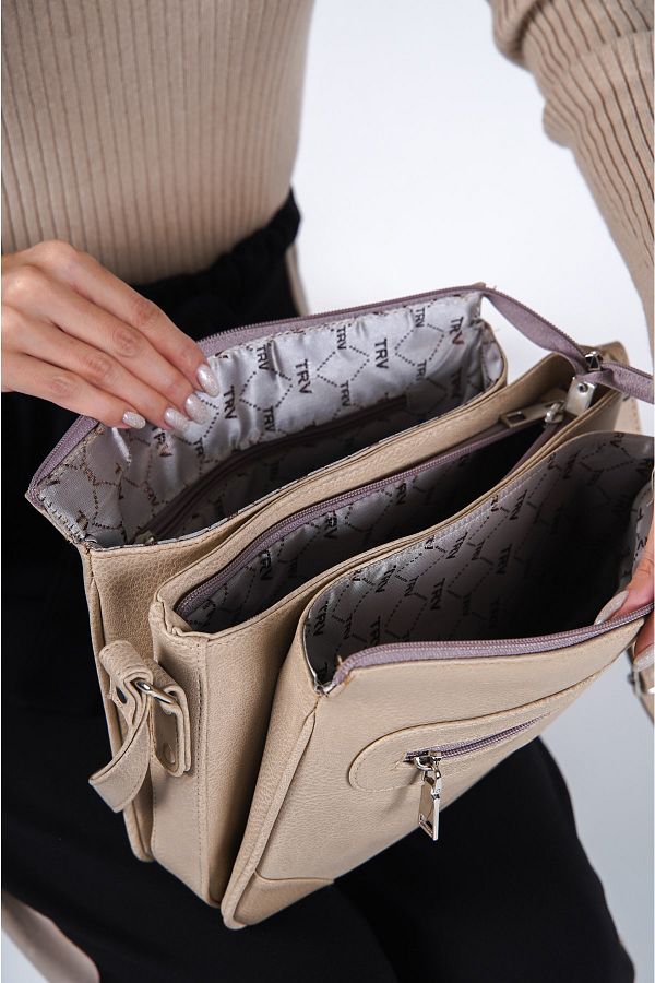 Solo Bag Cross Strap 7 Compartment Women s Beige Shoulder Bag Trendyol