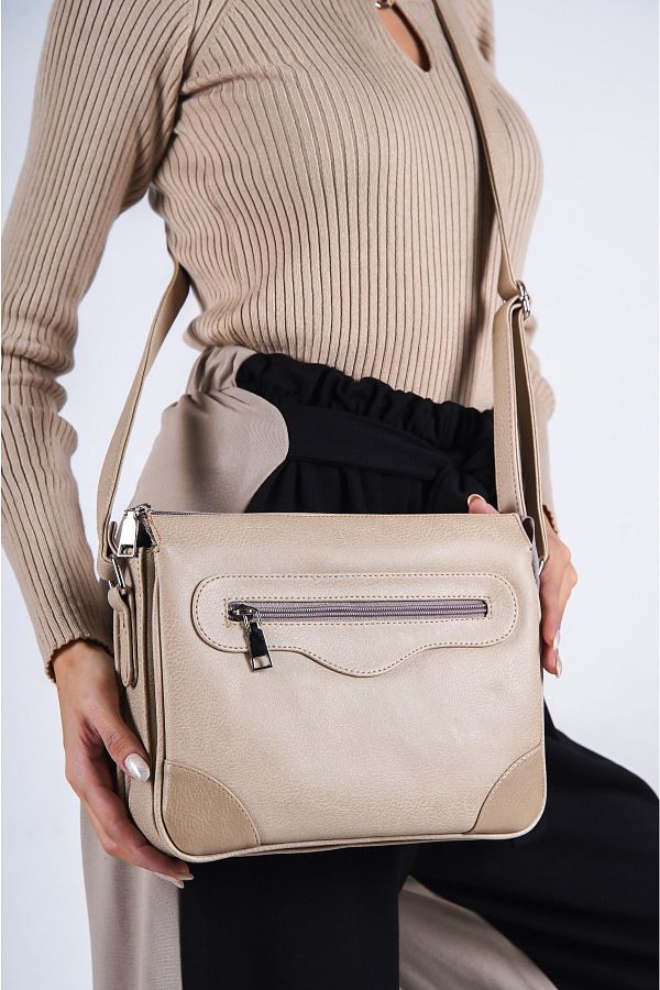 Solo Bag Cross Strap 7 Compartment Women s Beige Shoulder Bag Trendyol