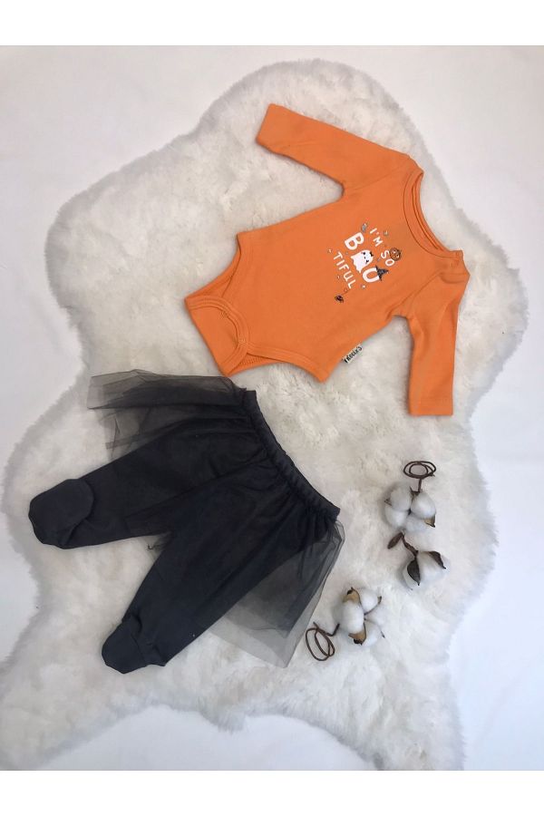 Necix's-Halloween Bottom and Top Set with Tutu and Booties 1