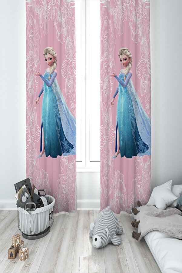 BAMBAŞKA MODA Bebek Ve Çocuk Odası Motifli Elsa Iki Kanat Fon Perde Bmfp-364