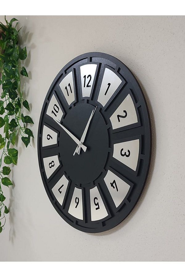 Wooden Factory-Argint / Argint Time Coll. Ceas de perete Nest MDF Aurit 1