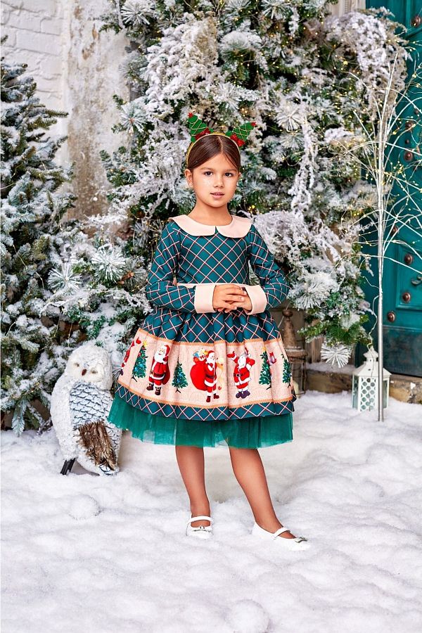 junior berra Green Color Santa Claus Themed Christmas Dress Trendyol