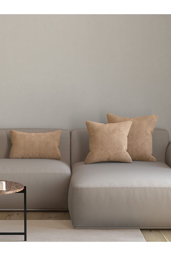 Pastel Velvet Textured Khaki Color Throw Pillow Pillow Case Suitable for Freedom Series Punch Trendyol