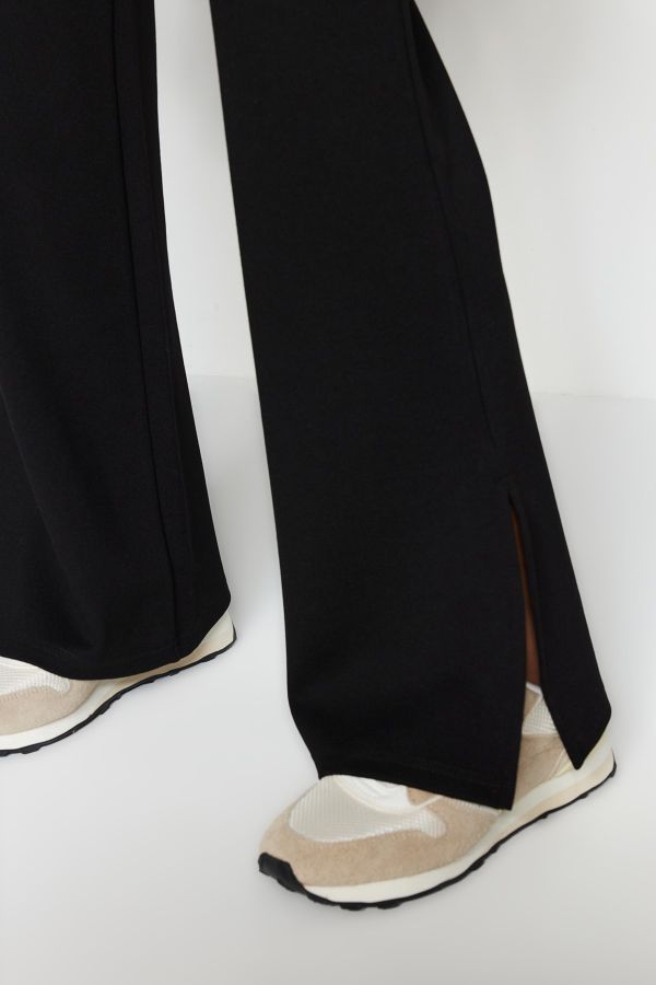 Fashion (Black)CM.YAYA Knitted Ribbed Women Elastic Wide Leg Slit