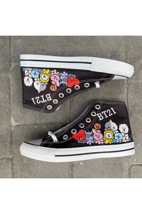 K stebek Multicolor K pop Bt21 Tall Canvas Shoes Trendyol