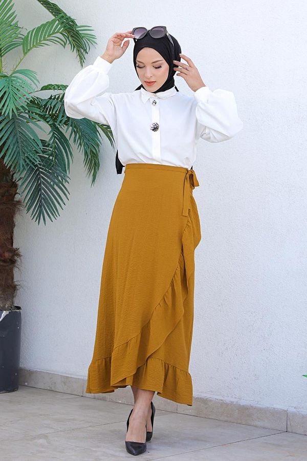 modapinhan Tan Design Ruffle Skirt Trendyol