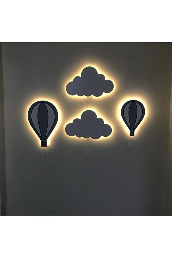 Windly Concept 4’lü Bebek Odası Çocuk Odası Led Bulut Balon Gece Lambası